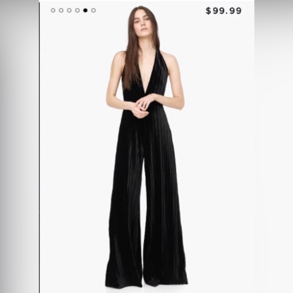 MANGO Velvet Palazzo Jumpsuit